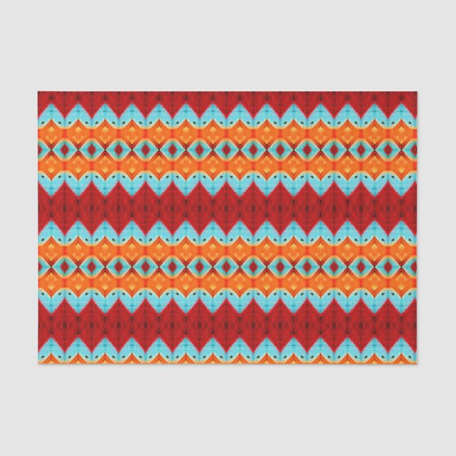 Red Orange Blue Art Muster Decoupage Seidenpapier (Vorderseite)