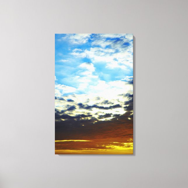 Red Orange Blue Sunset mit Wolken Leinwanddruck (Vorderseite)