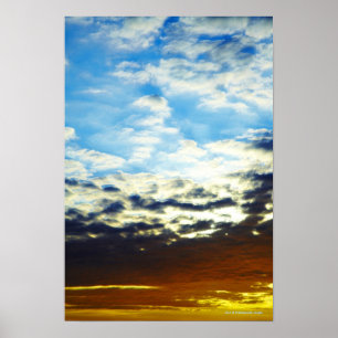 Red Orange Blue Sunset mit Wolken Poster