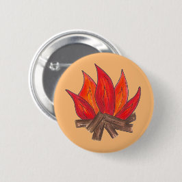 Red Orange Camping Campfire Summer Camp Button
