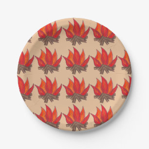 Red Orange Camping Campfire Summer Camp Pappteller