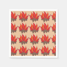 Red Orange Camping Campfire Summer Camp Serviette