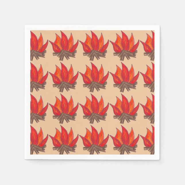 Red Orange Camping Campfire Summer Camp Serviette (Vorderseite)