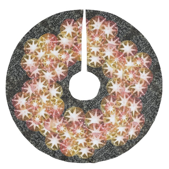 Red Orange Compass Gemstone Kristall Gold Polyester Weihnachtsbaumdecke (Vorderseite)