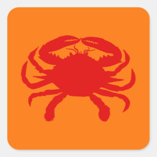 Red Orange Crab Quadratischer Aufkleber