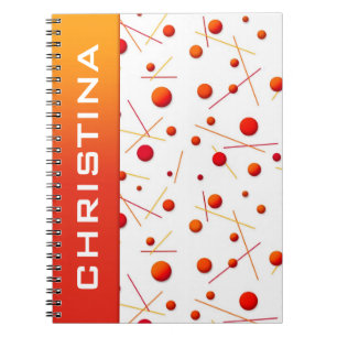 Red Orange Dots and Lines Fun Custom Notebook Notizblock