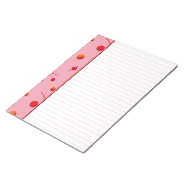 Red Orange Dots and Lines PInk Border Notepad Notizblock (angewinkelt)
