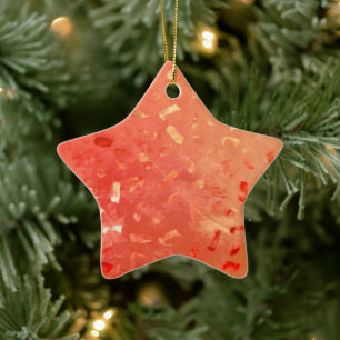 Red Orange Gold Glitzer Weihnachten Keramik Ornament