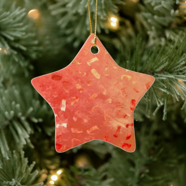 Red Orange Gold Glitzer Weihnachten Keramik Ornament (Baum)