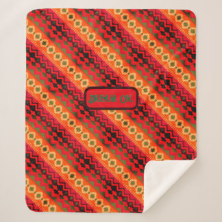 Red Orange Green Aztec Sherpadecke