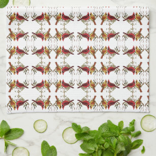 Red Orange Kardinal Geometric White Kittuch Geschirrtuch