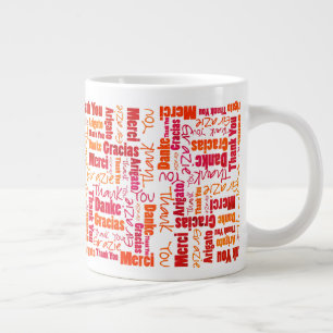 Red Orange Multilingual Danke für die große Tass Jumbo-Tasse