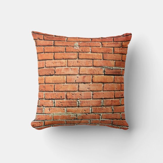 Red Orange Small Brick Wall Urban Kissen (Vorderseite)