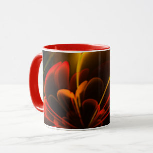 Red Orange Stylisierte Blume Half Corolla Tasse