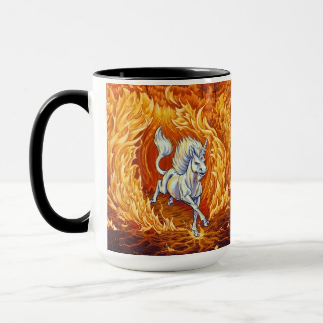 Red Orange Unicorn Fire Element Fantasy Art Tasse (Links)