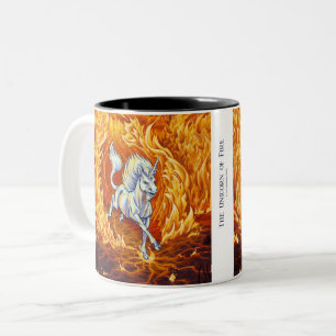 Red Orange Unicorn Fire Element Fantasy Art Zweifarbige Tasse