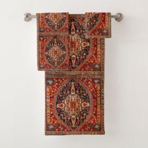Red Orange Vintag Oriental Rug Badhandtuch Set