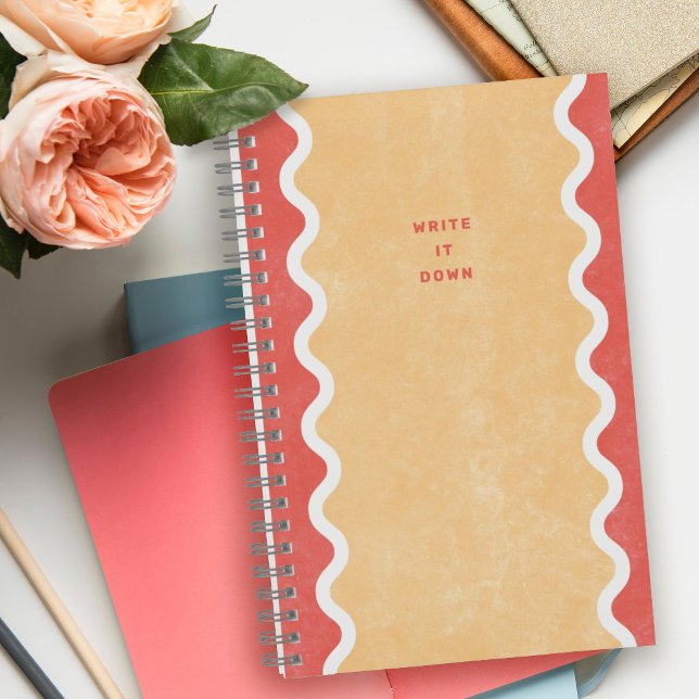 Red Orange Wavy Lines Spiraljournal Notizbuch (Von Creator hochgeladen)