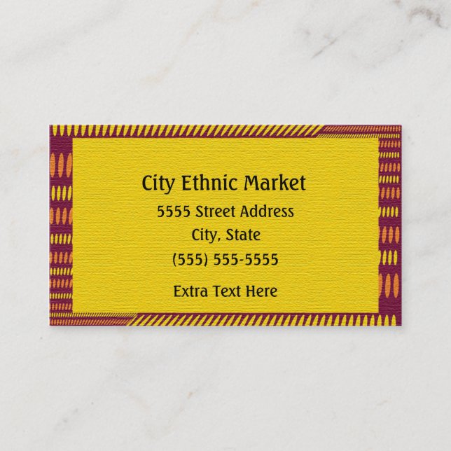 Red Orange Yellow Ethnic Business Card Visitenkarte (Vorderseite)