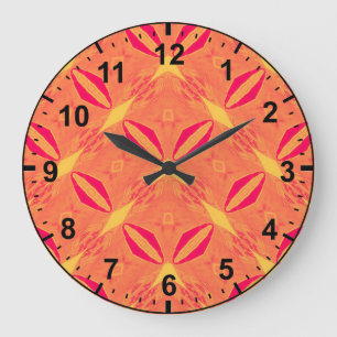 Red Orange Yellow Pattern~ Große Wanduhr