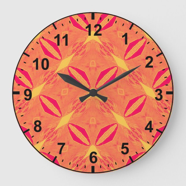 Red Orange Yellow Pattern~ Große Wanduhr (Vorderseite)