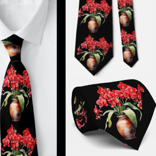 Red Orchid Blume Neck Tie Krawatte