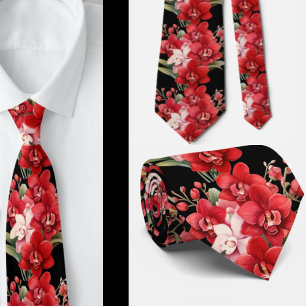 Red Orchid Blume Neck Tie Krawatte