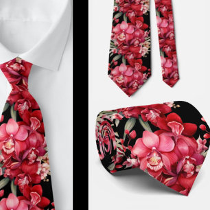 Red Orchid Blume Neck Tie Krawatte
