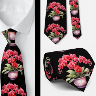 Red Orchid Blume Neck Tie Krawatte
