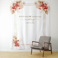 Red Orchids Pampas Grass Gold Foto Stand Hochzeit