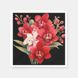 Red Orchids Red and White Wedding Serviette