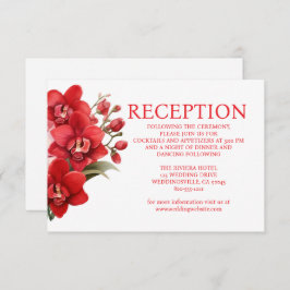 Red Orchids Wedding Reception Enclosure Card Begleitkarte