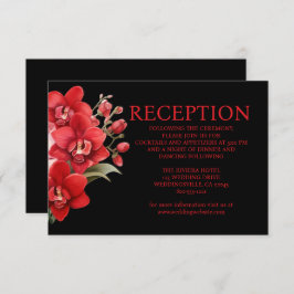 Red Orchids Wedding Reception Enclosure Card Begleitkarte