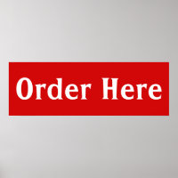 Red Order Here Diner Wall Art Poster Print