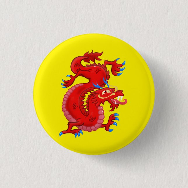 Red Oriental Dragon Button (Vorderseite)
