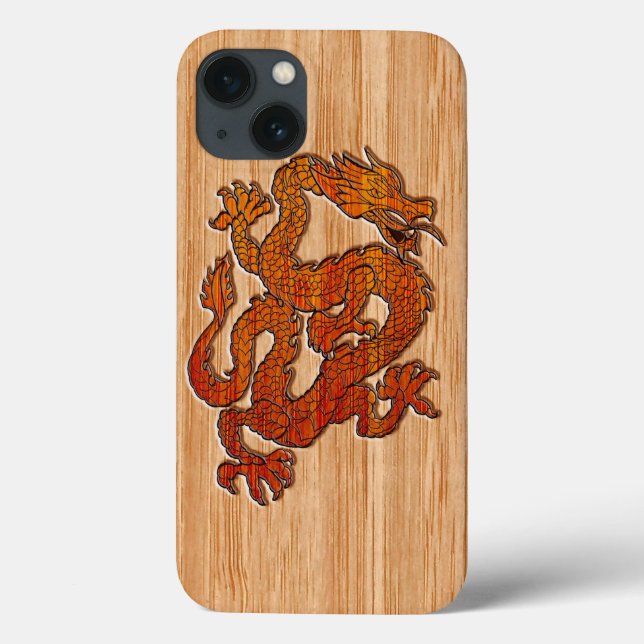 Red Oriental Dragon im Bambusstil Case-Mate iPhone Hülle (Rückseite)