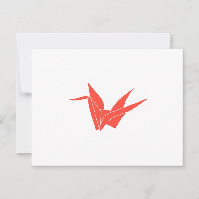 Red Origami Crane Flat Notecard Mitteilungskarte (Vorderseite)