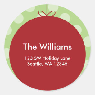 Red Ornament Polka Dots Weihnachtsanschrift Label Runder Aufkleber
