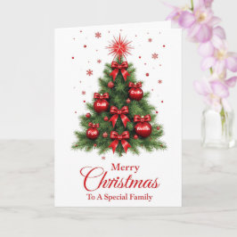 Red Ornament Tree Christmas Card – Family Karte