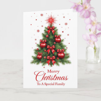 Red Ornament Tree Christmas Card – Family Karte