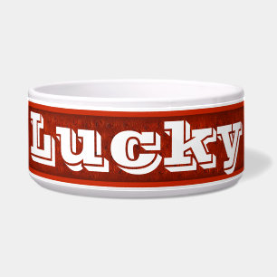 Red Ostrich Leather Print Keramik Dowl Napf