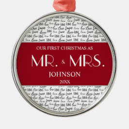 Red Our First Christmas Mr. und Mrs. Custom Newlyw Ornament Aus Metall