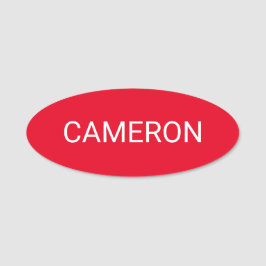 Red Oval Shape Name Tag Abzeichen Button oder Magn