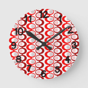 Red Oval Strings Runde Wanduhr