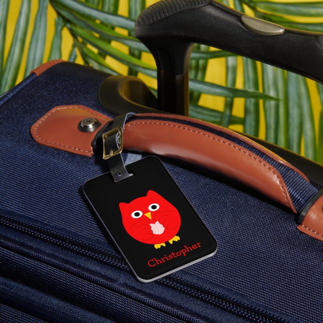 Red Owl Design Personalisiert  Gepäckanhänger (Vorderseite Insitu 1)