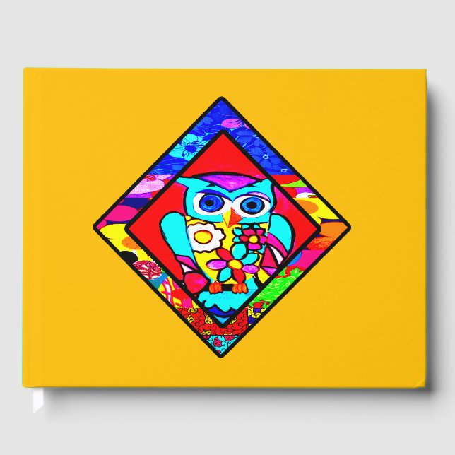 Red Owl Retro Diamond Gästebuch (Vorderseite)