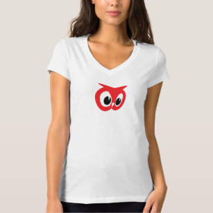 Red Owl T - Shirt Women's Plunge Neck - Vintag