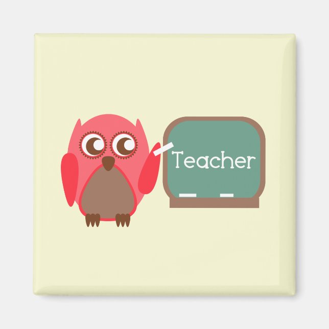 Red Owl Teacher im Chalkboard Magnet (Vorne)