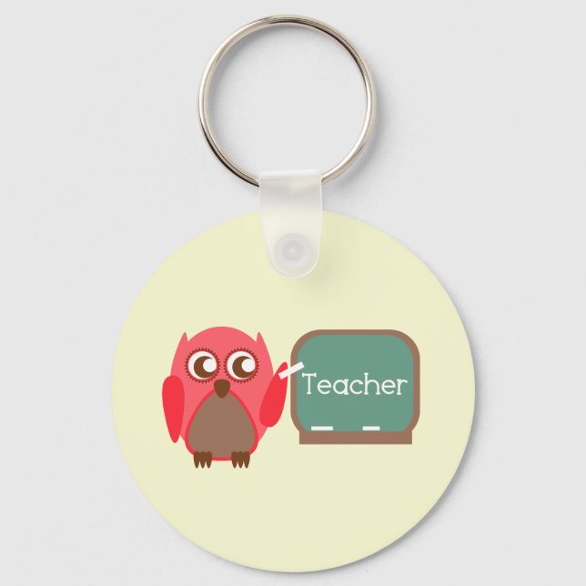 Red Owl Teacher im Chalkboard Schlüsselanhänger (Vorderseite)