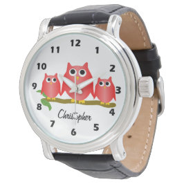 Red Owls Design Personalised Armbanduhr